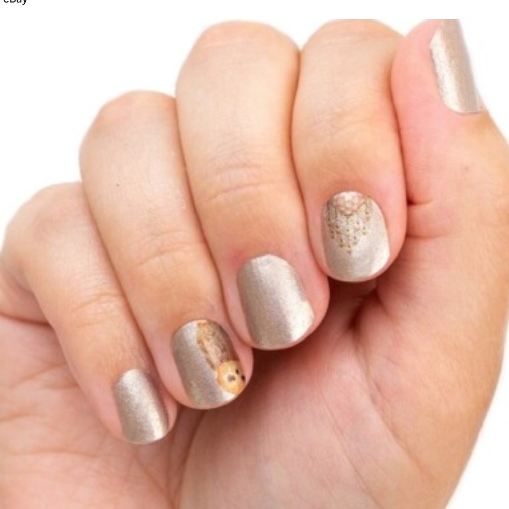 Color Street It's A Hoot Nail Polish Strips Owl Chandelier Champagne Gold FDS567
